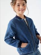 Blusão reversível estilo bomber, para menina AZUL VIVO LISO 
