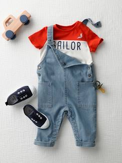 Bebé 0-36 meses-Conjuntos-Conjunto jardineiras de ganga e t-shirt, para bebé