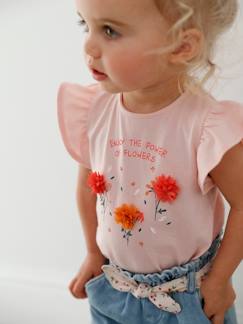 Bebé 0-36 meses-T-shirts-T-shirt com flores em relevo, para bebé
