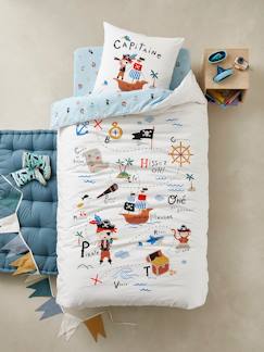 Têxtil-lar e Decoração-Conjunto capa de edredon + fronha de almofada para criança, tema P de Pirata