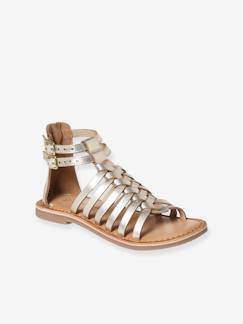 Calçado-Calçado menina (23-38)-Sandálias em pele, estilo romano, para menina