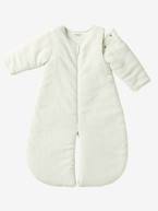 Saco de bebé em microfibra, mangas amovíveis, especial passeio Cru+Toupeira+Violeta 