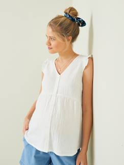 Roupa grávida-Blusas, camisas-Blusa em gaze de algodão, especial gravidez e amamentação