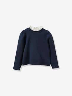 Menina 2-14 anos-Camisolas, casacos de malha, sweats-Sweatshirts -Sweat com renda na gola, CYRILLUS, para menina
