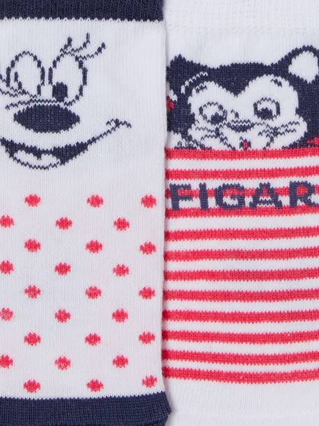 Lote de 2 pares de meias Minnie e Figaro® da Disney® BRANCO CLARO LISO 