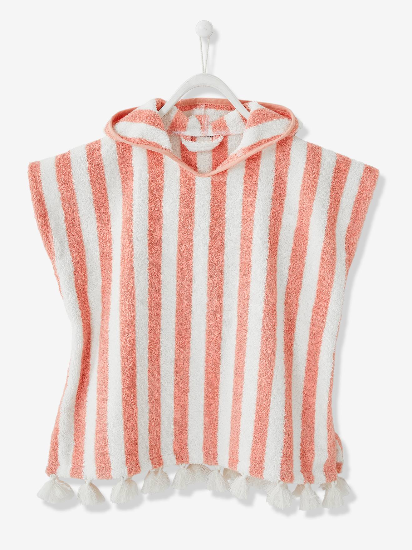 Poncho personalizável, para bebé rosa medio as riscas
