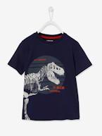 T-shirt com dinossauro grande, para menino AZUL VIVO LISO COM MOTIVO 