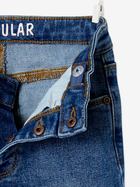 Jeans direitos com detalhes usados, para menina AZUL CLARO ESTAMPADO+AZUL ESCURO DESBOTADO+AZUL MEDIO DESBOTADO+CINZENTO MEDIO DESBOTADO+PRETO ESCURO LISO 