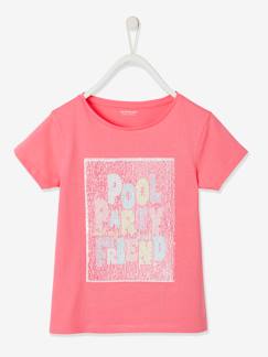 Menina 2-14 anos-T-shirts-T-shirts-T-shirt com lantejoulas reversíveis "pool party", para menina