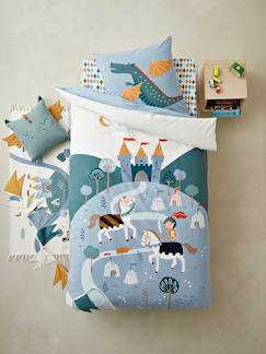 Têxtil-lar e Decoração-Roupa de cama criança-Conjunto com capa de edredon + fronha de almofada para criança, com lantejoulas reversíveis, Cavaleiro