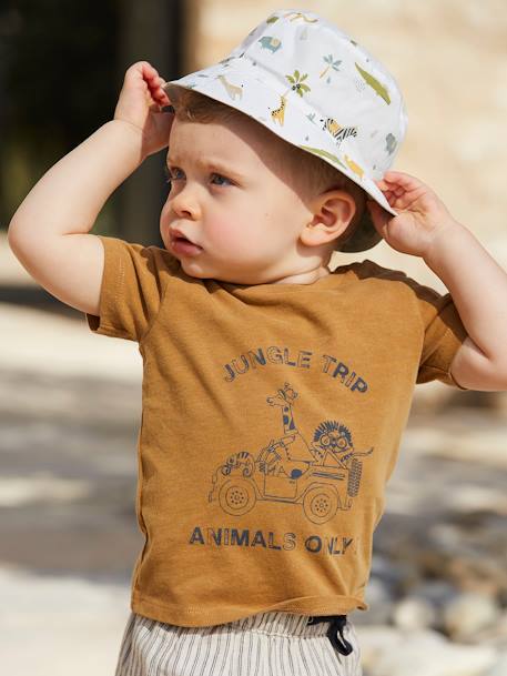 Chapéu reversível com animais, para bebé menino BRANCO CLARO ESTAMPADO 