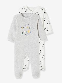 Bebé 0-36 meses-Pijamas, babygrows-Lote de 2 pijamas pandas, em veludo, para bebé