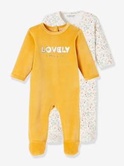 Bebé 0-36 meses-Pijamas, babygrows-Lote de 2 pijamas «Lovely», em veludo, para bebé