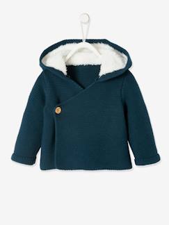 Bebé 0-36 meses-Camisolas, casacos de malha, sweats-Casacos-Casaco com capuz, forro em imitação pelo, para bebé