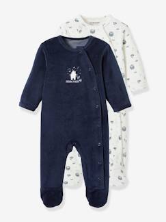 -Lote de 2 pijamas "Frissons d'hiver", em veludo, para bebé