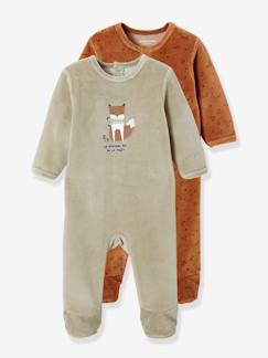 Lote de 2 pijamas raposa, em veludo, para bebé
