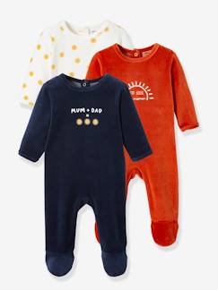 Bebé 0-36 meses-Lote de 3 pijamas em veludo, para bebé