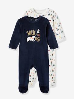 Bebé 0-36 meses-Pijamas, babygrows-Lote de 2 pijamas, em veludo, para bebé