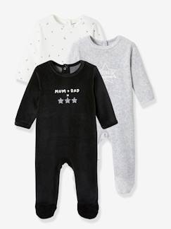 -Lote de 3 pijamas em veludo, para bebé