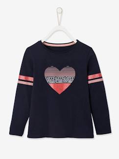 Menina 2-14 anos-T-shirts-Camisola com detalhes irisados, em algodão bio, para menina
