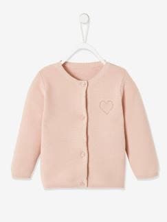 Bebé 0-36 meses-Camisolas, casacos de malha, sweats-Casaco com coração dourado bordado, para bebé