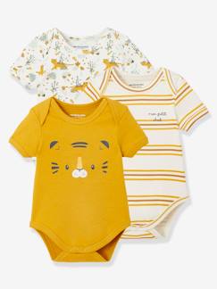 Bebé 0-36 meses-Bodies-Lote de 3 bodies tigre, com cavas americanas e mangas curtas, para bebé