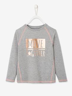 Menina 2-14 anos-T-shirts-T-shirts-Camisola de desporto "Move together", inscrição irisada, Oeko-Tex®, para menina
