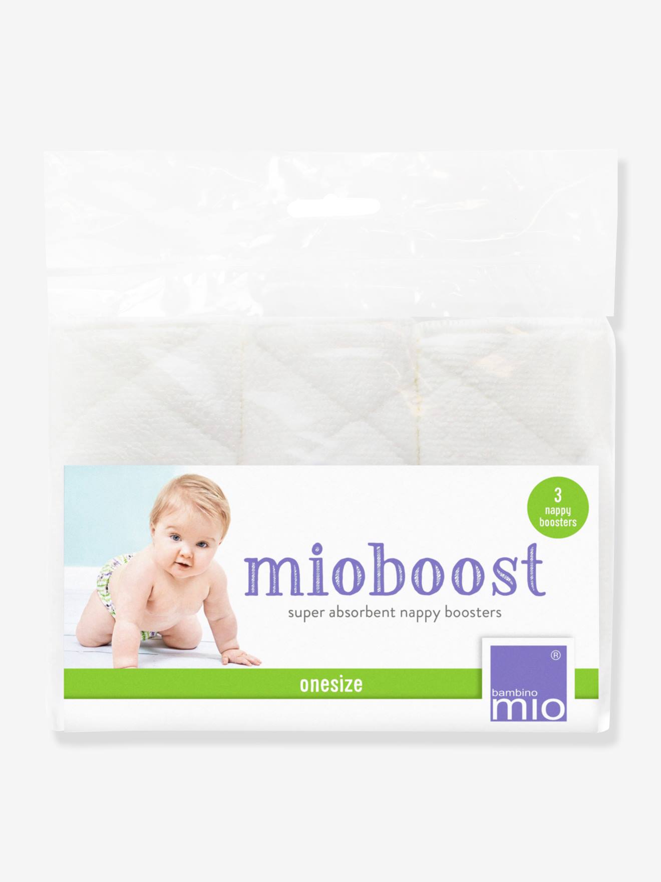 Mioboost, reforço para fraldas laváveis (x3), BAMBINO MIO branco medio liso com motivo