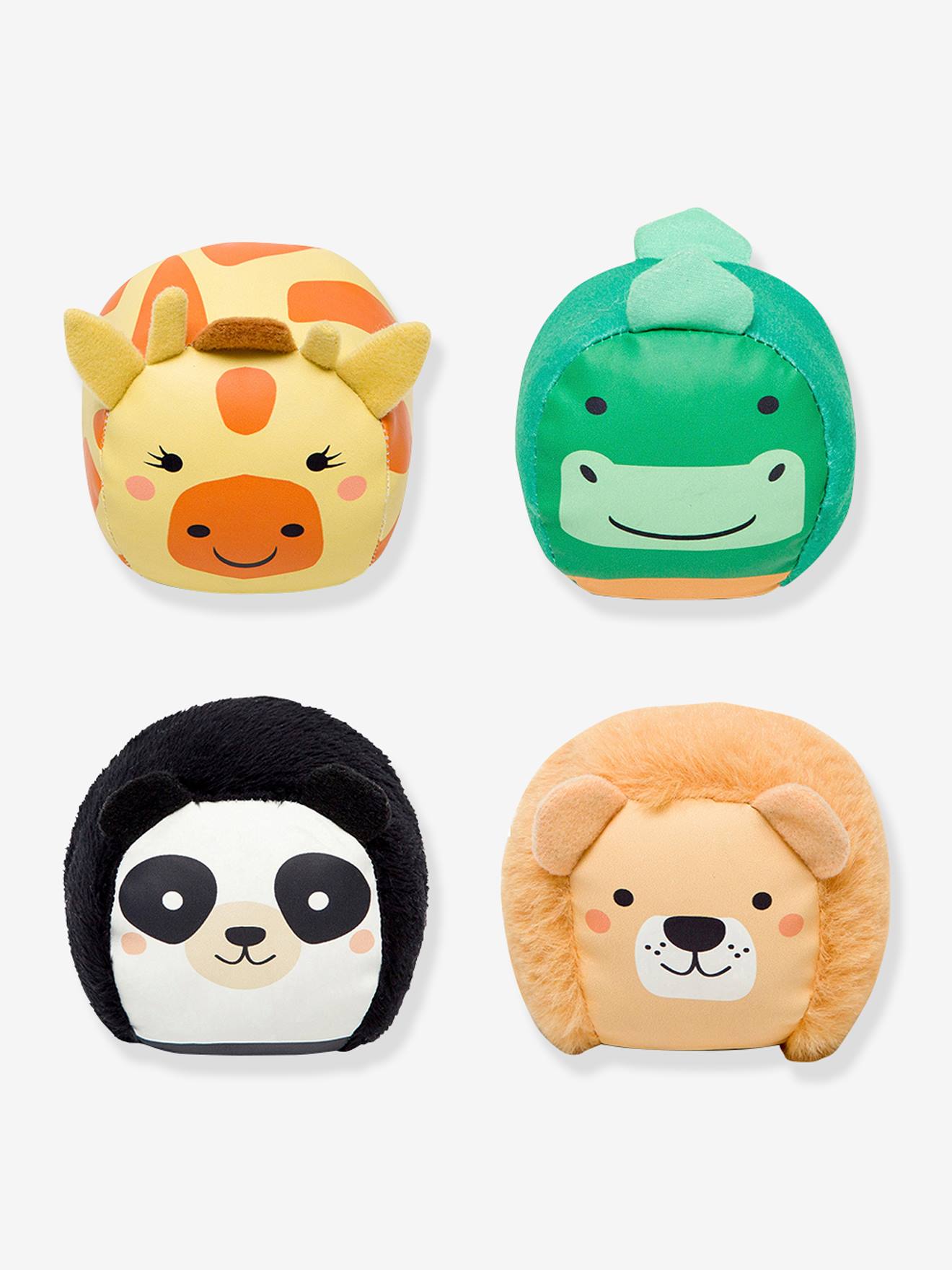 As Dooballs - Conjunto de 4 bolas em forma de bonecos-doudou -  laranja medio liso com motivo