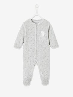 Pijama em veludo, molas de pressão à frente, para bebé