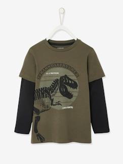 Menino 2-14 anos-Camisola efeito 2 em 1, de mangas compridas, para menino