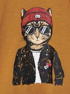 Camisola com gato engraçado, para menino AZUL MEDIO LISO COM MOTIVO+CASTANHO MEDIO LISO COM MOTIVO+CINZENTO MEDIO MESCLADO 