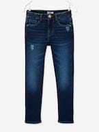 Jeans slim morfológicos 'waterless', medida das ancas MÉDIA, para menina AZUL ESCURO DESBOTADO+AZUL ESCURO LISO+CINZENTO ESCURO LISO+PRETO ESCURO LISO 
