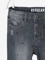 Jeans direitos com detalhes usados, para menina AZUL CLARO ESTAMPADO+AZUL ESCURO DESBOTADO+AZUL MEDIO DESBOTADO+CINZENTO MEDIO DESBOTADO+PRETO ESCURO LISO 