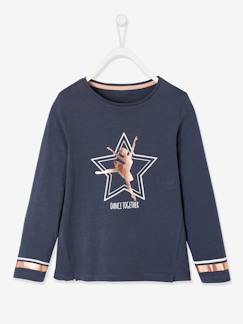 Menina 2-14 anos-T-shirts-T-shirts-Camisola de desporto, bailarina e estrela com detalhes irisados, para menina