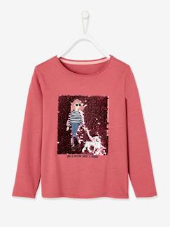 Menina 2-14 anos-T-shirts-T-shirts-Camisola com motivo "girly" em lantejoulas, para menina