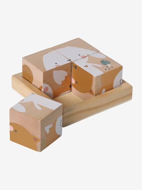 Puzzle com 4 cubos, Floresta Encantada, em madeira FSC® multicolor 