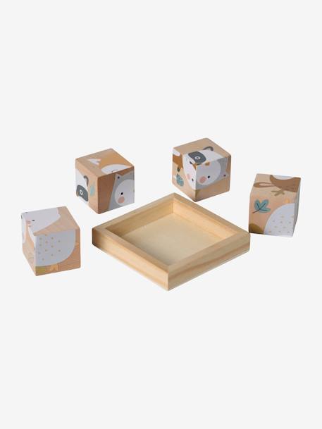 Puzzle com 4 cubos, Floresta Encantada, em madeira FSC® multicolor 