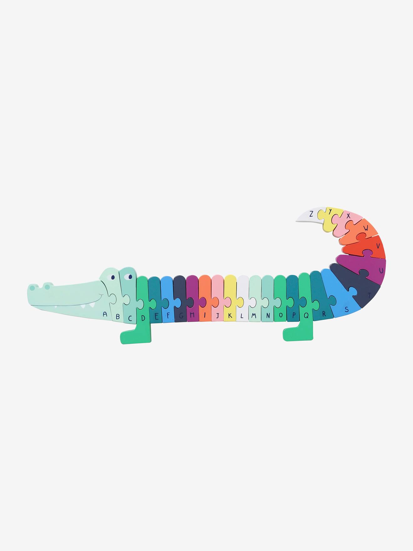Puzzle crocodilo com alfabeto, em madeira FSC® multicolor