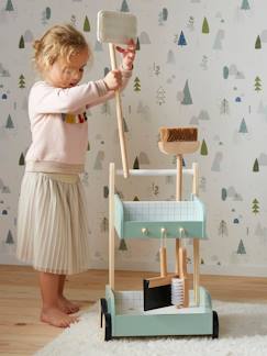 Brinquedos- Jogos de imitação-Carrinho de limpeza, em madeira