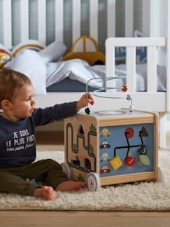 Brinquedos-Primeira idade-Primeiras manipulações-Cubo de atividades Carrinhos, em madeira FSC®