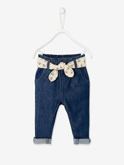 Bebé 0-36 meses-Calças, jeans-Calças com cinto em tecido, para bebé