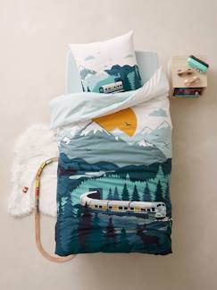 Têxtil-lar e Decoração-Roupa de cama criança-Capas de edredon-Conjunto capa de edredon + fronha de almofada para criança, Sur les Rails