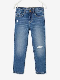 Menina 2-14 anos-Jeans -Jeans direitos com aplicações em bordado inglês e efeitos usados, para menina