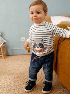 Bebé 0-36 meses-Camisolas, casacos de malha, sweats-Sweatshirts -Sweat às riscas, em moletão, para bebé