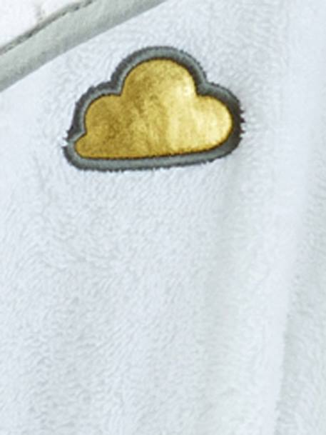 Roupão de banho com capuz, personalizável, para criança Azul cinzento+Rosa liso com decoração 