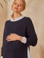 Camisola com racha de lado, especial gravidez e amamentação AZUL MEDIO LISO 