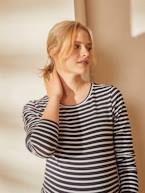 Camisola de mangas compridas, para grávida BRANCO CLARO AS RISCAS+PRETO ESCURO AS RISCAS 