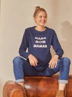 Sweat em moletão com mensagem, especial gravidez e amamentação AZUL ESCURO LISO+VERDE ESCURO LISO COM MOTIVO 