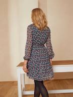 Vestido estampado, em crepe, especial gravidez e amamentação VERDE ESCURO ESTAMPADO 